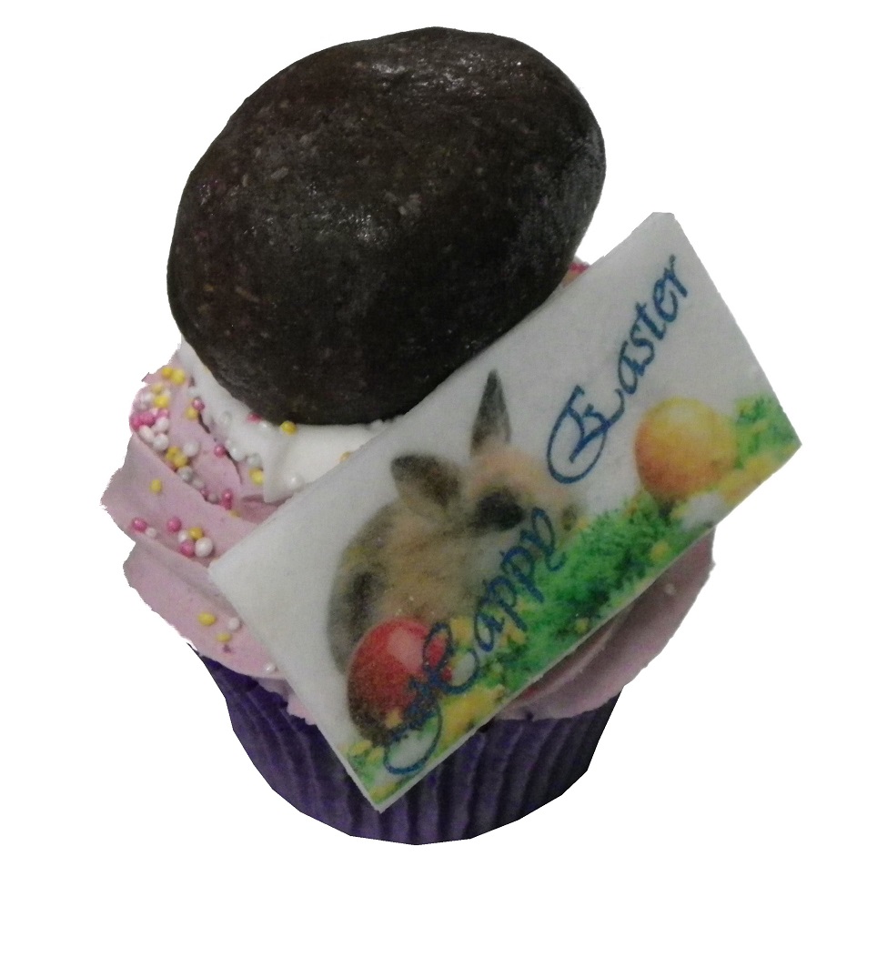 Honey &amp; Custard Cream filled Happy Easter cupcake