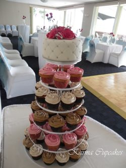 Elegant assorted wedding cupcake tower