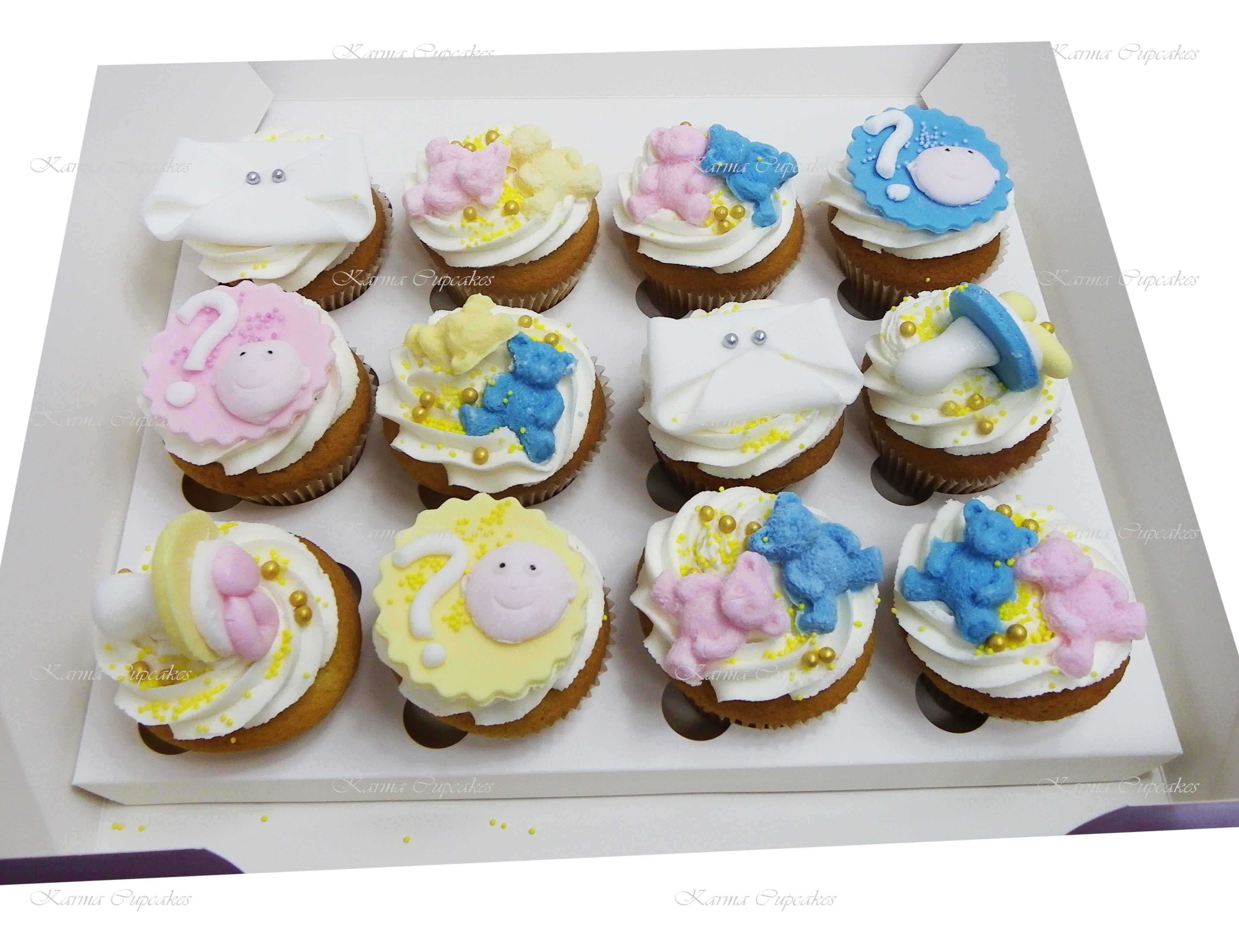 Baby Gender Reveal Cupcakes for baby showers and parties