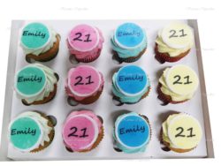 21st Birthday Cupcakes with Edible Name Plagues