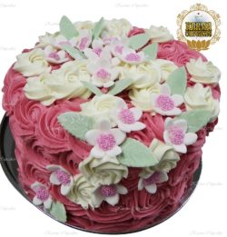 8" Pink Rose Swirl Cake
