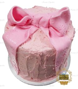 6" Pink Ribbon Bow Cake