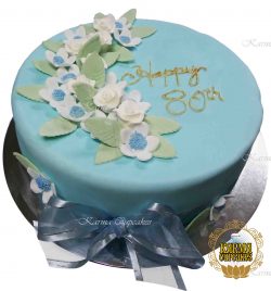 Birthday Cake with Edible Flowers & Leaves - Choose your colours