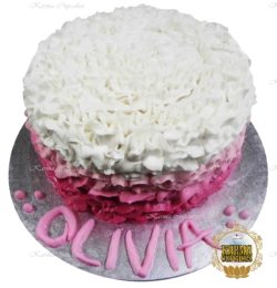 8" Ombre Ruffle Buttercream Cake with Iced Name and Board - Choose your colour