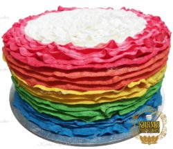 8" Rainbow Ruffle Buttercream Cake