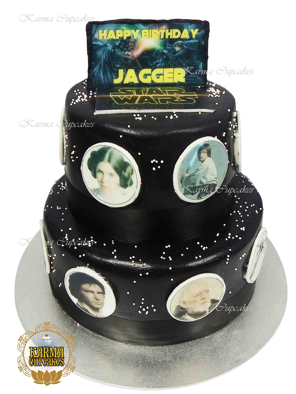 Fondant Iced 2 Tier Star Wars Cake With Edible Images