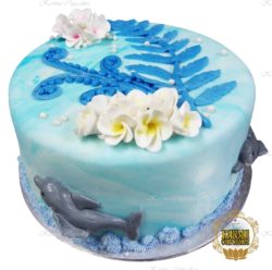3D Dolphins with Edible Frangipanis Cake