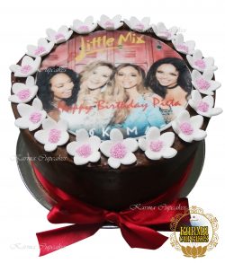 Birthday Cake with Edible Image and Sugar Flowers