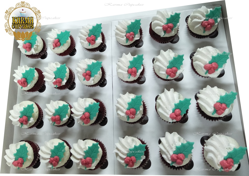 Christmas Holly Cupcakes2