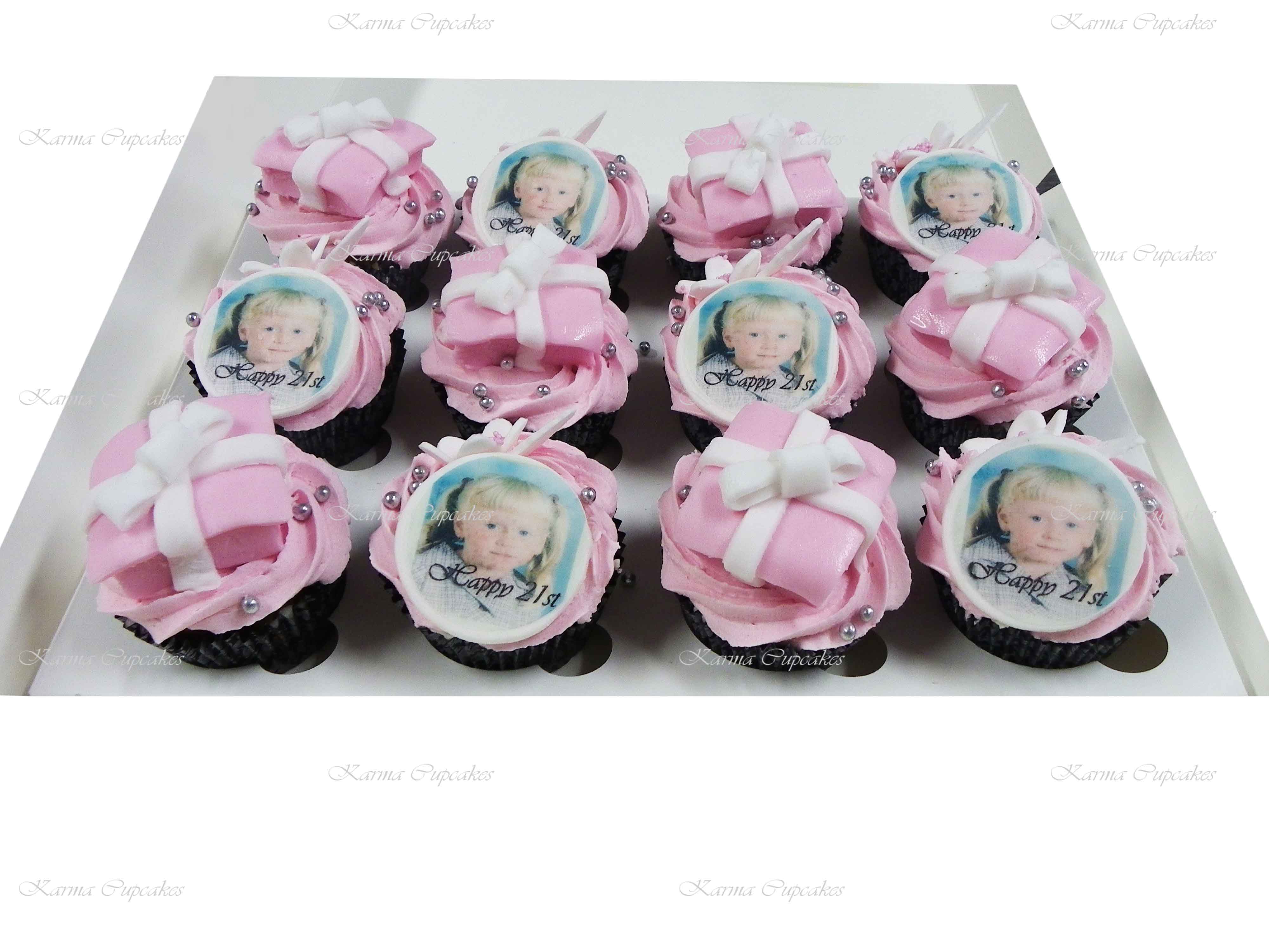 Birthday Cupcakes with Edible Photo and Handmade Presents