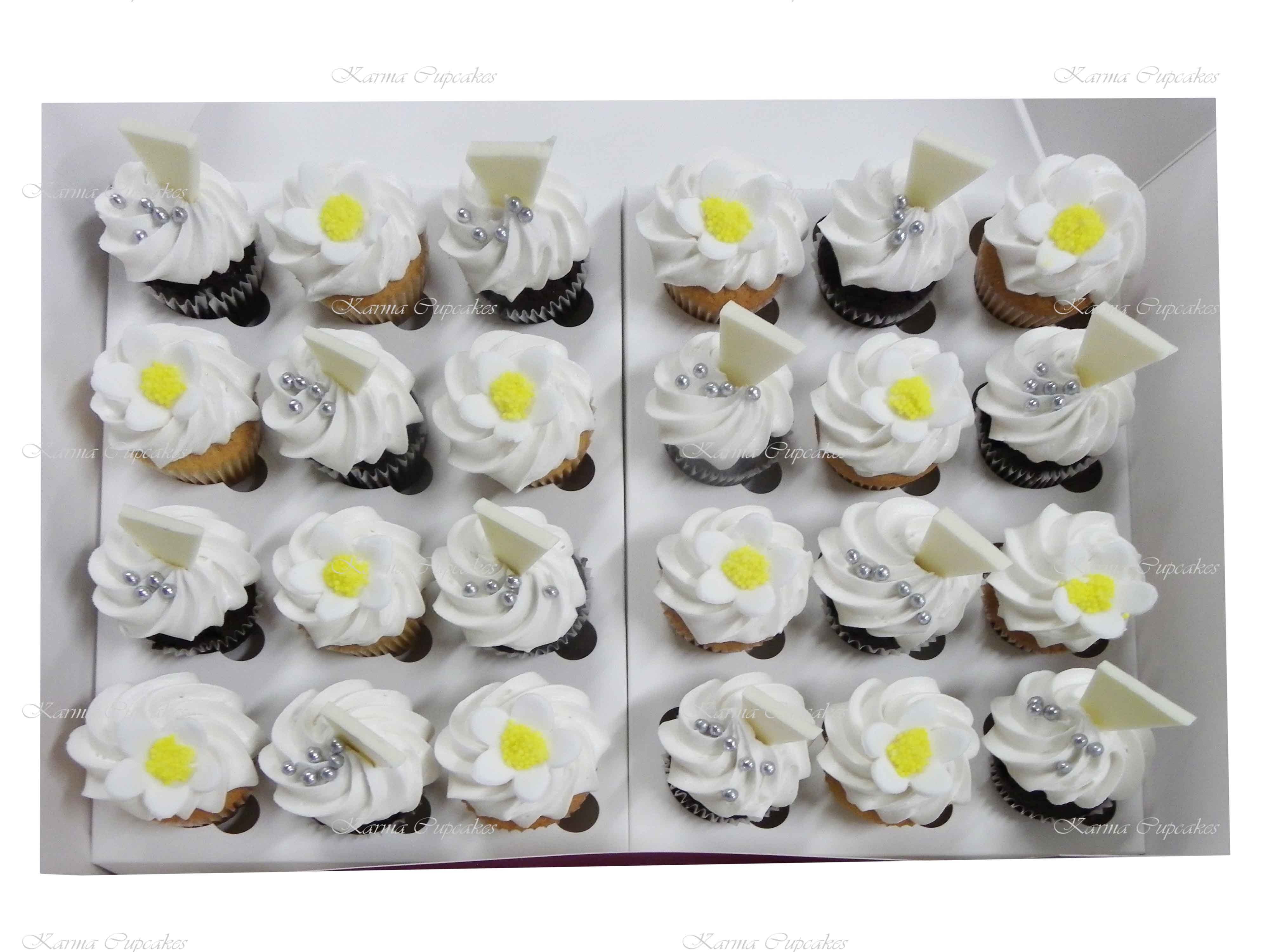 High Tea Flower Cupcakes with Shards of Chocolate - Choose your colour