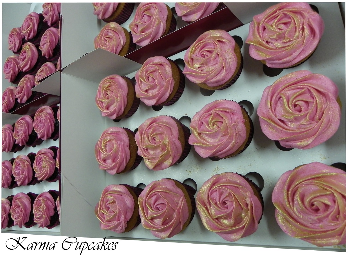 Classic Rose Swirl Cupcakes with Silver Dusting- Choose a colour of your choice