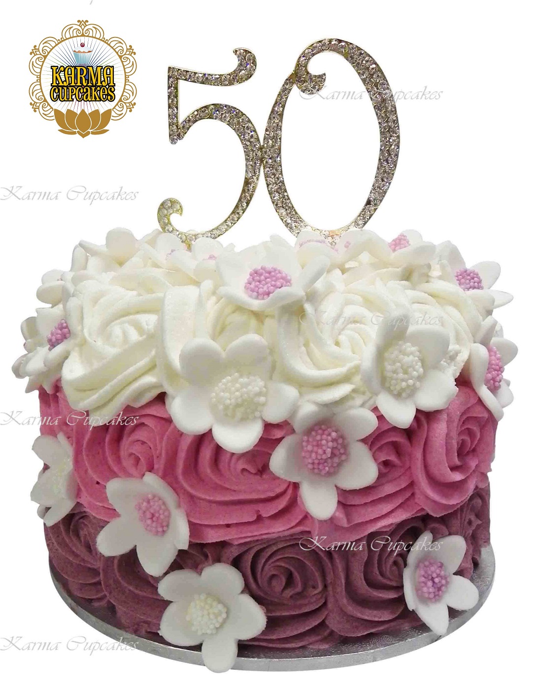 8" Pink Rose Swirl Cake