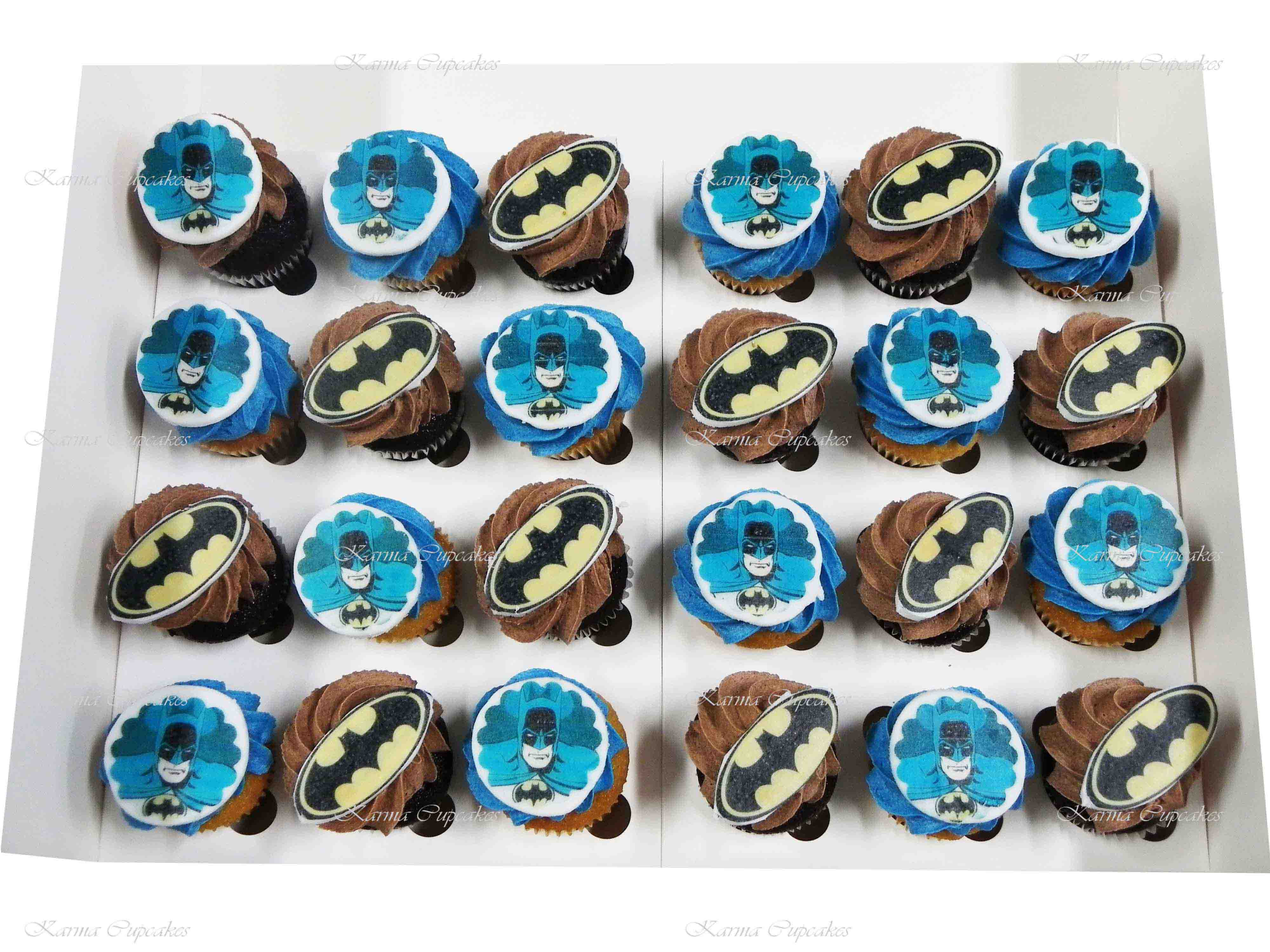 Batman Mini Cupcakes with Edible Images
