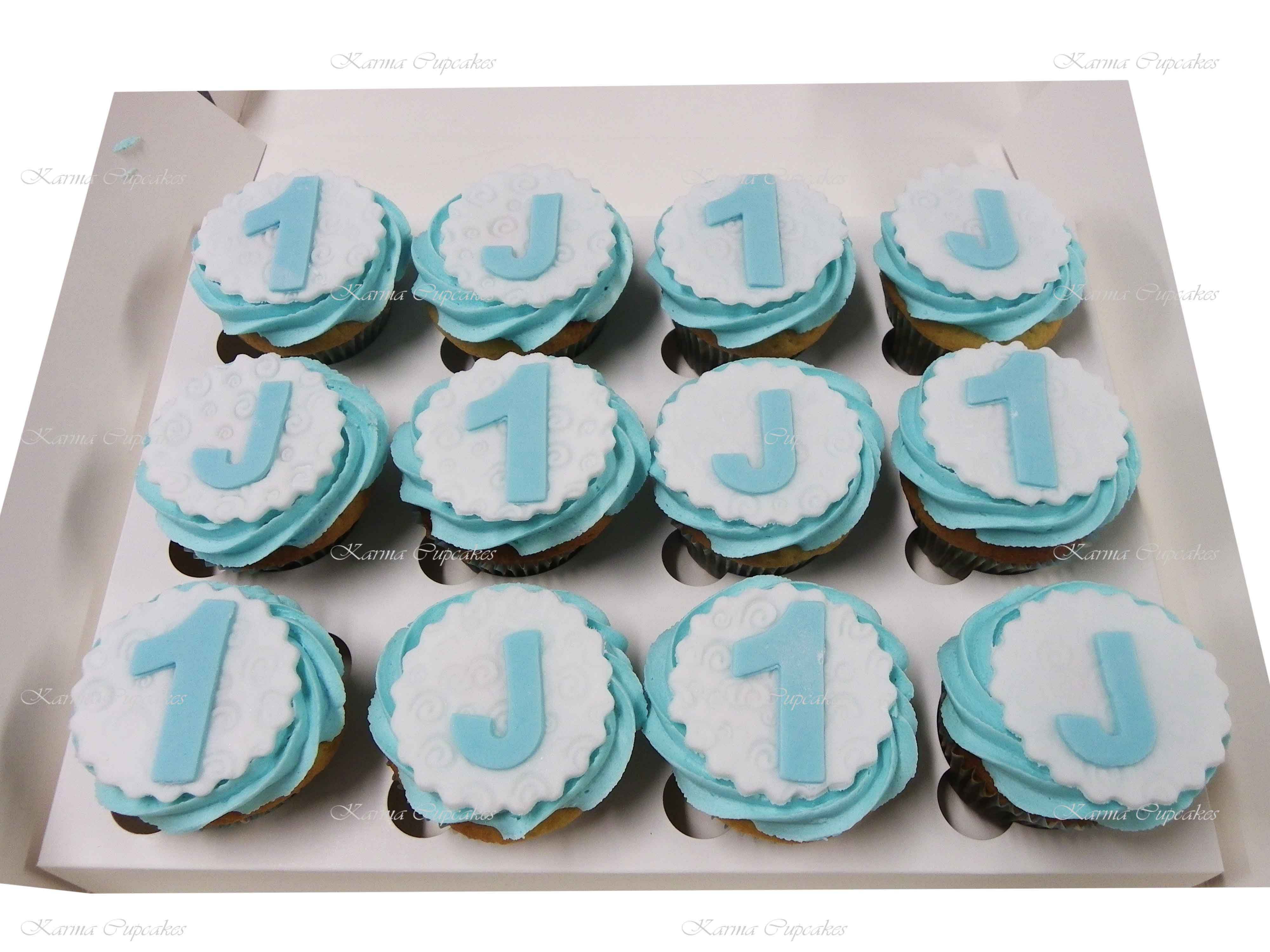 Baby Boy's First Birthday Cupcakes