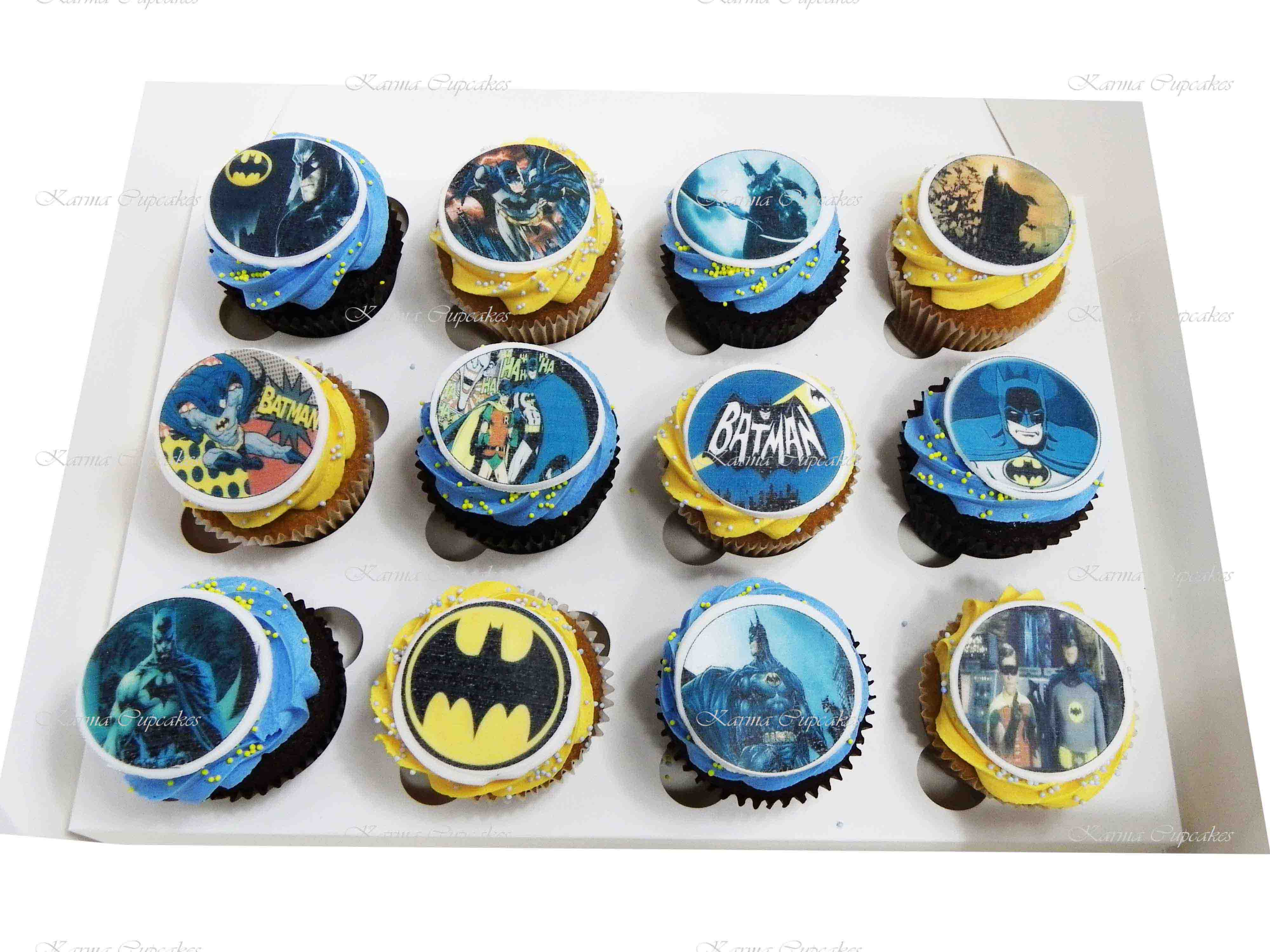 Batman Cupcakes with Edible Images