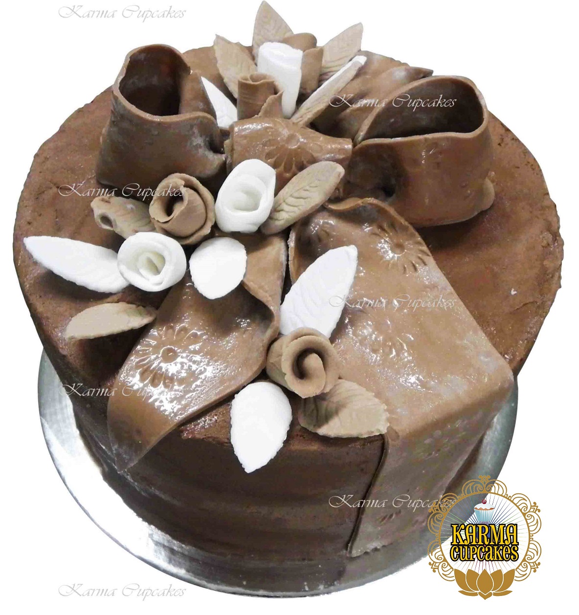8" Chocolate Vegan Ribbon Bow Cake
