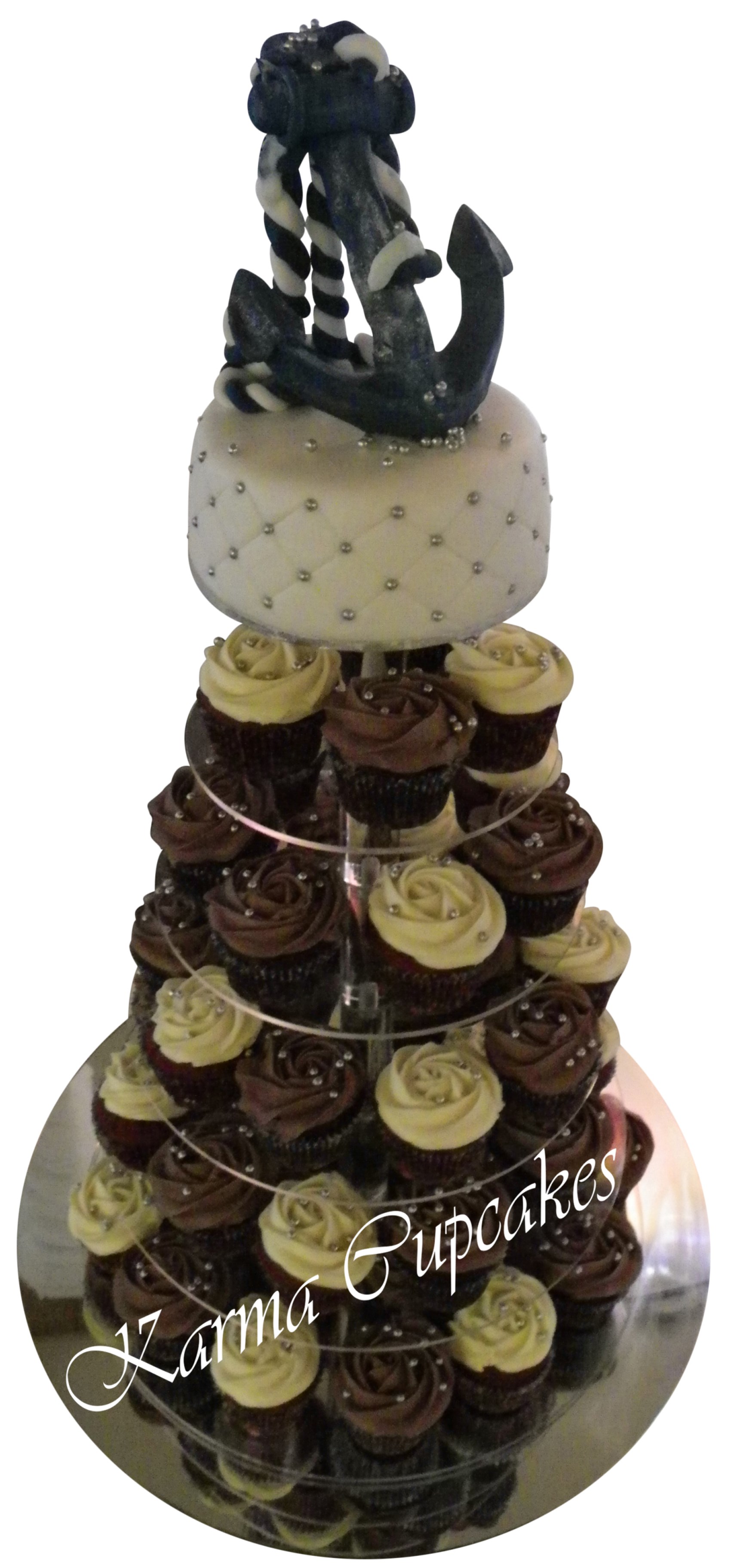 Cupcake Tower with Anchor Cake