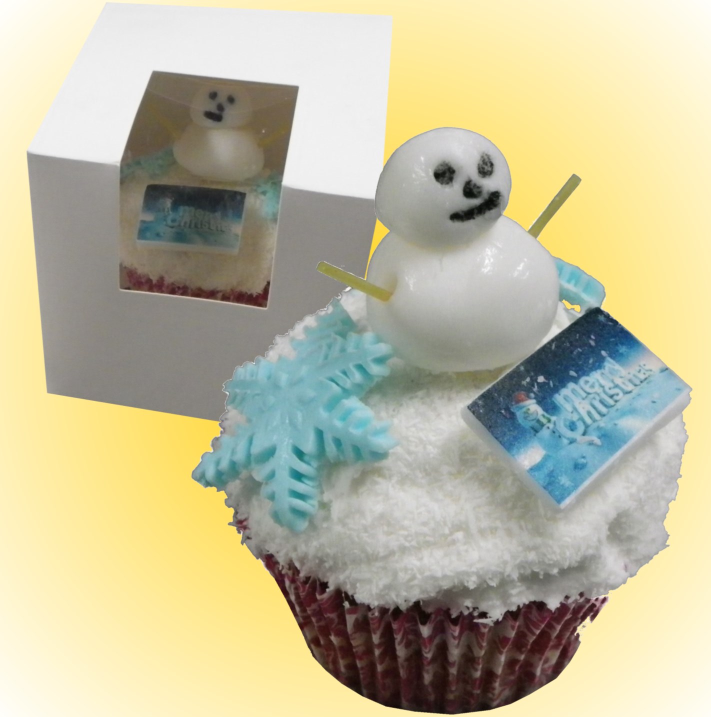 Individual Coconut (GF) Snowman Cupcake