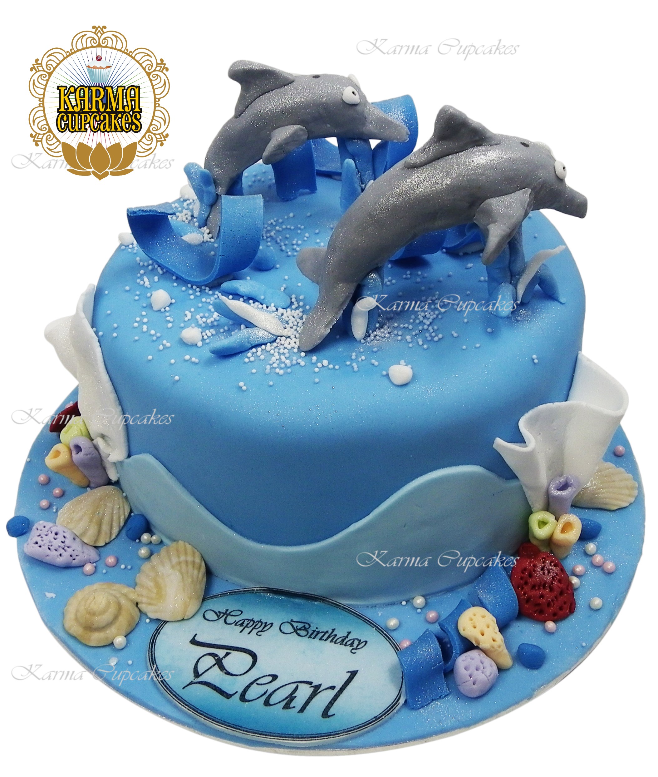 3D Dolphins under the Sea cake