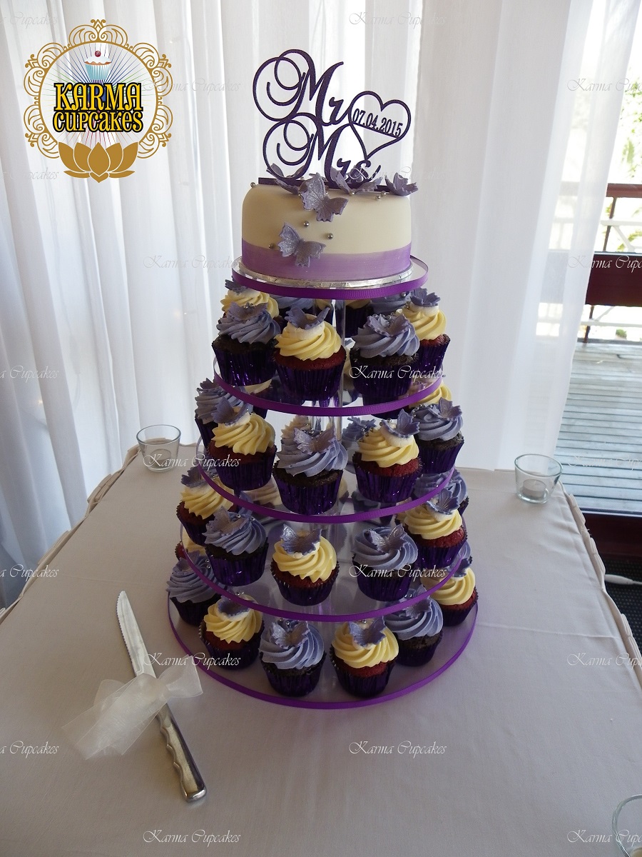 Lavender Cupcake Tower with 6" Cake