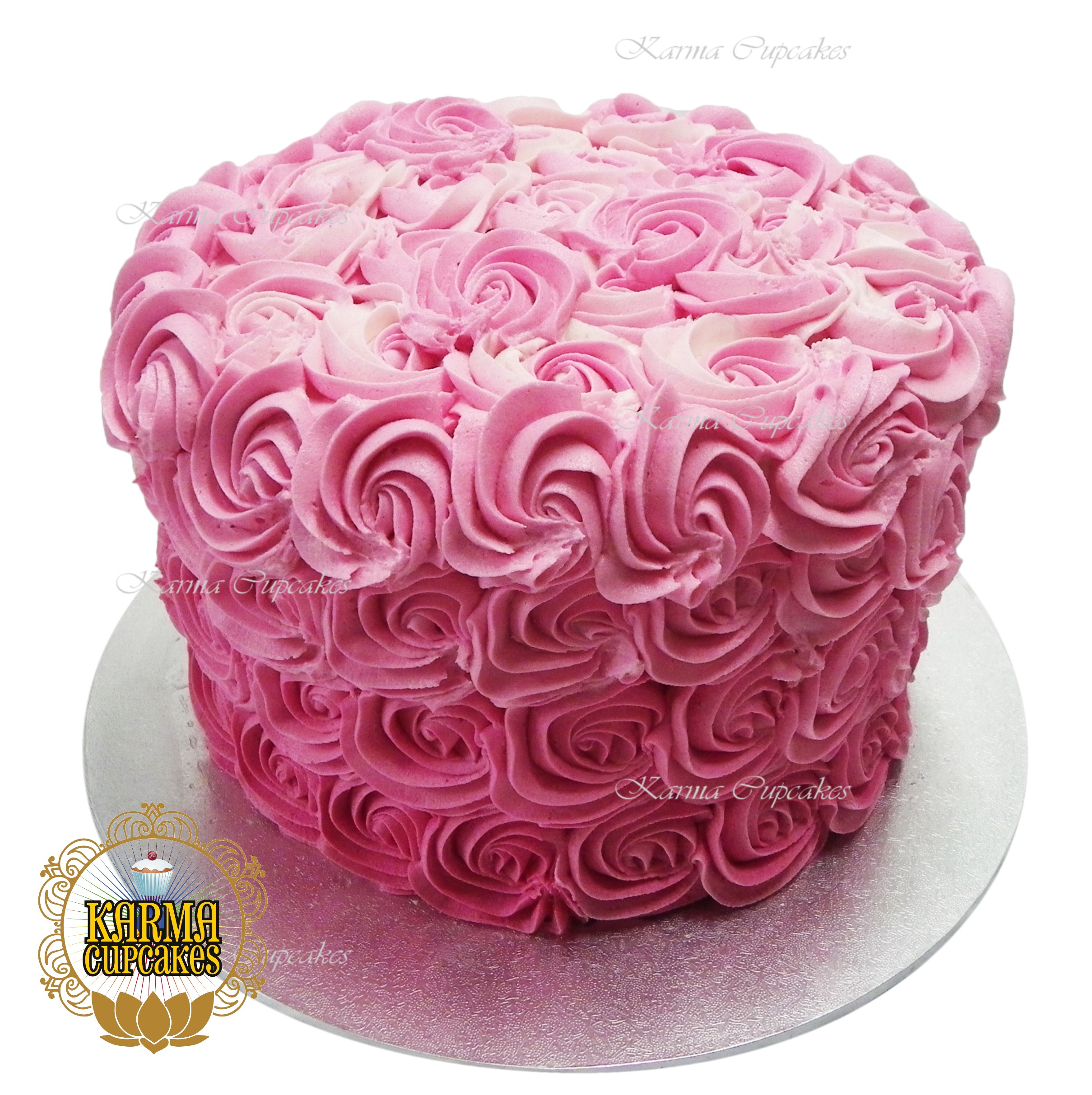 8" Ombre Rose Swirl Buttercream Cake - Choose your colour