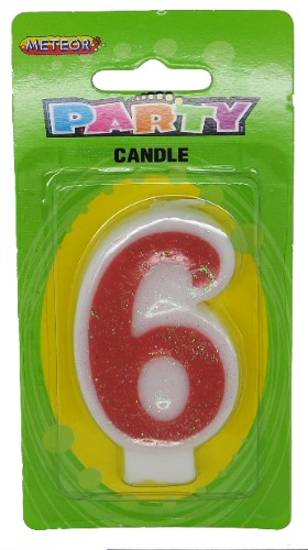 Numeral Candle 6 - Pink Glitter