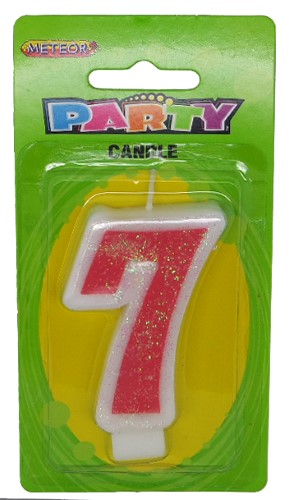 Numeral Candle 7 - Pink Glitter