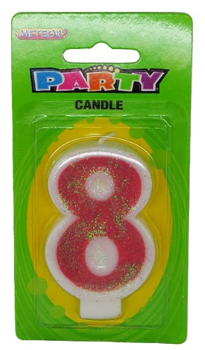 Numeral Candle 8 - Pink Glitter
