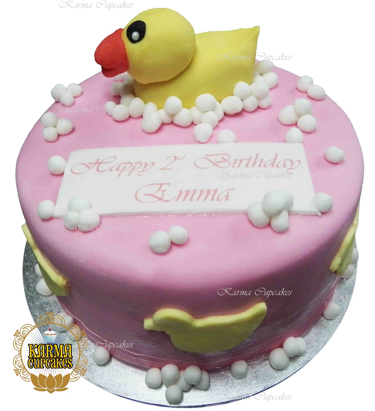 Yellow Duck with Bubbles Buttercream Iced Cake - choose your icing colour