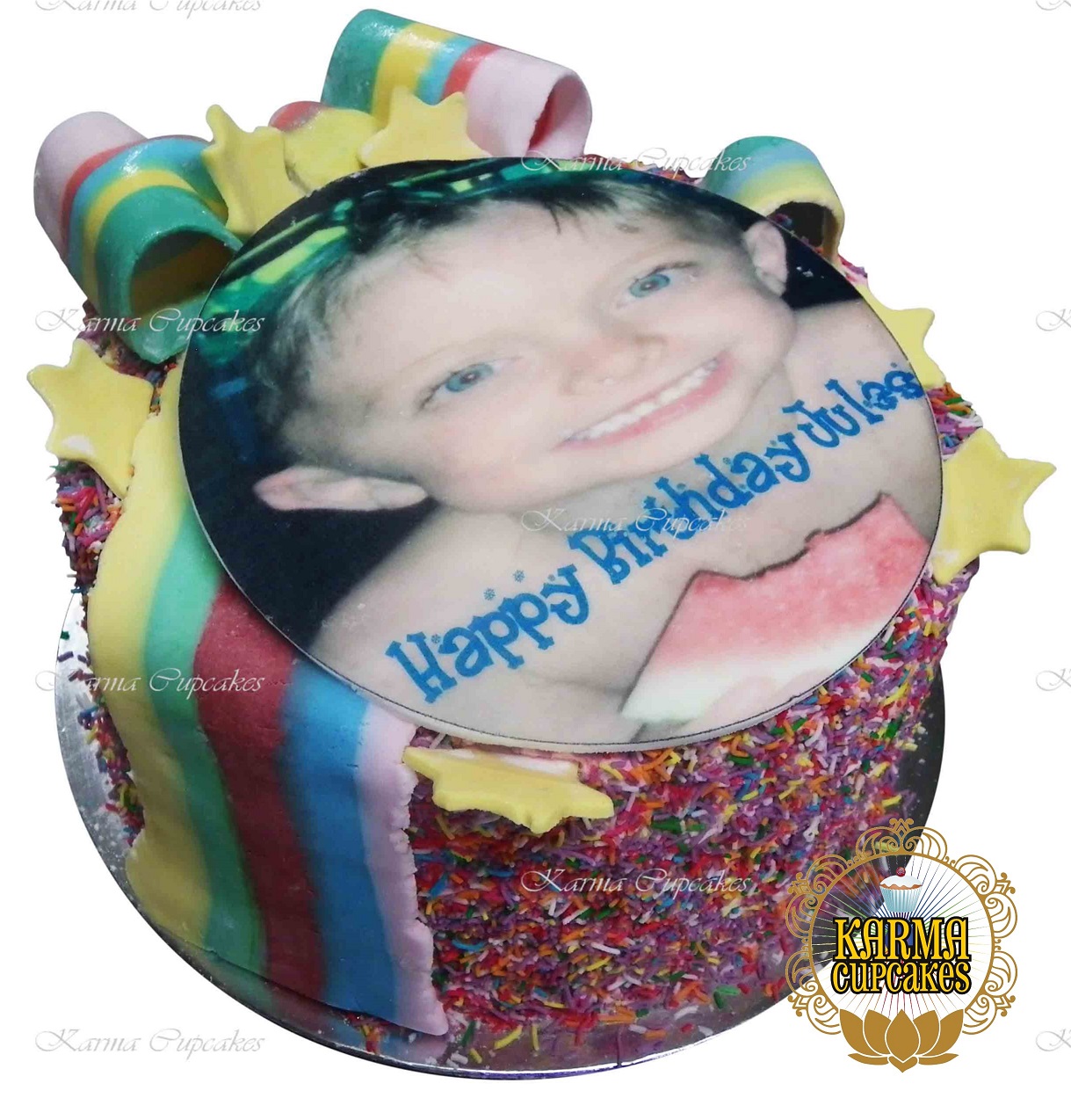 Rainbow Gateaux with Large Edible Image