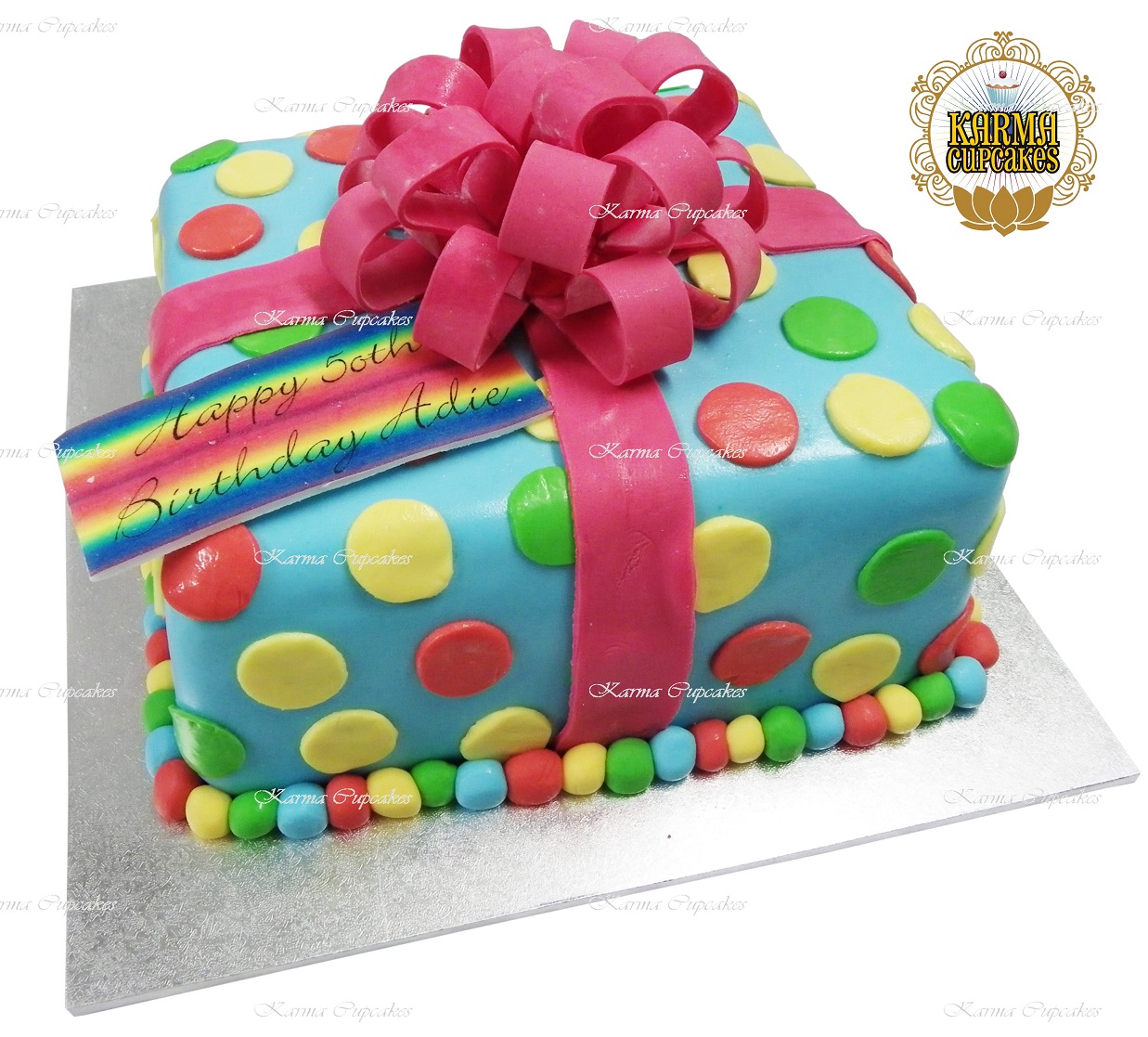 3D Polka Dot Birthday Present Cake