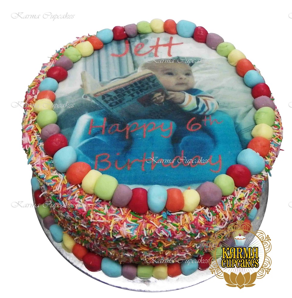 Rainbow Gateaux with Large Edible Image