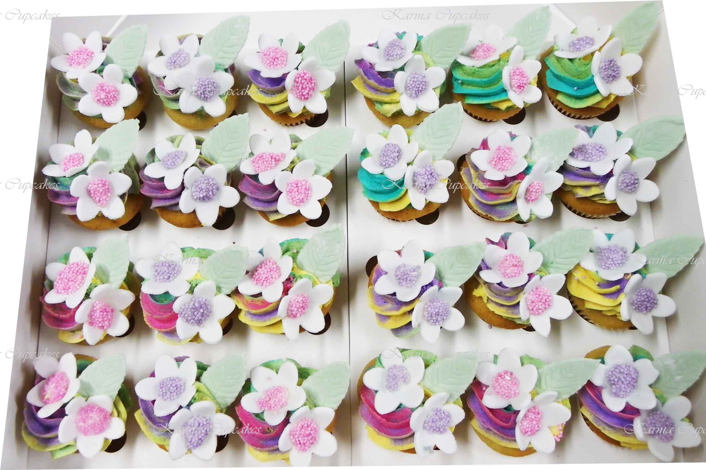 Rainbow Flowers High Tea Cupcakes