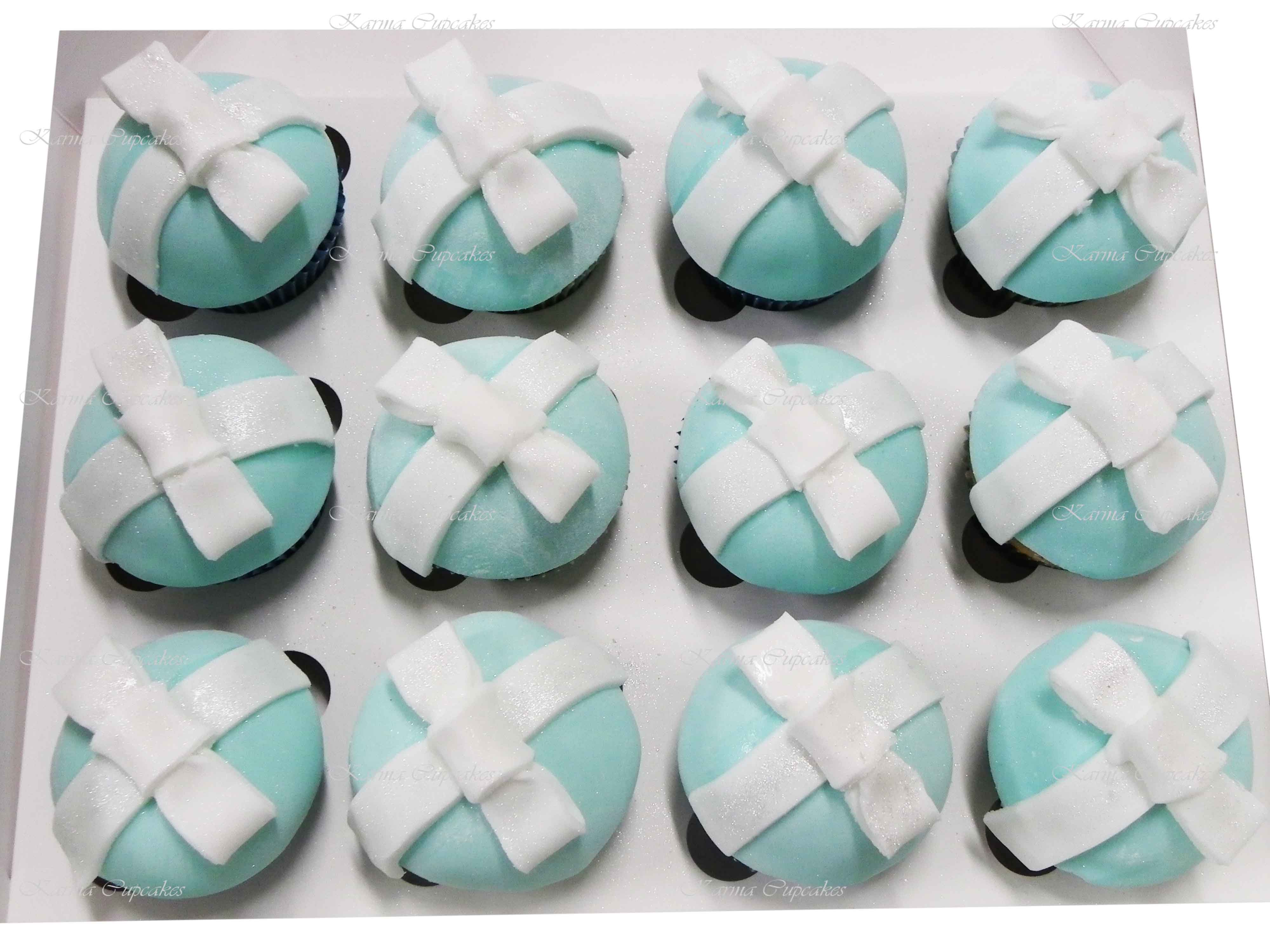 Tiffany Blue Cupcakes with Handmade Bows