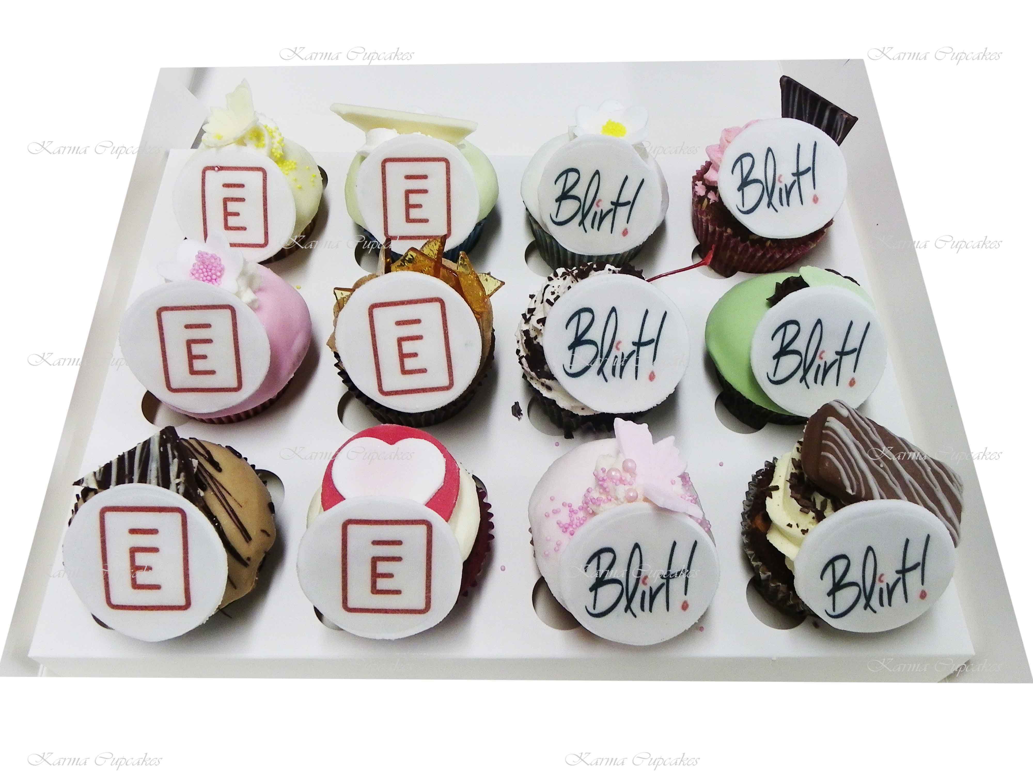 Mystery box of Gourmet Cupcakes with a Corporate Edible Image/ Logo