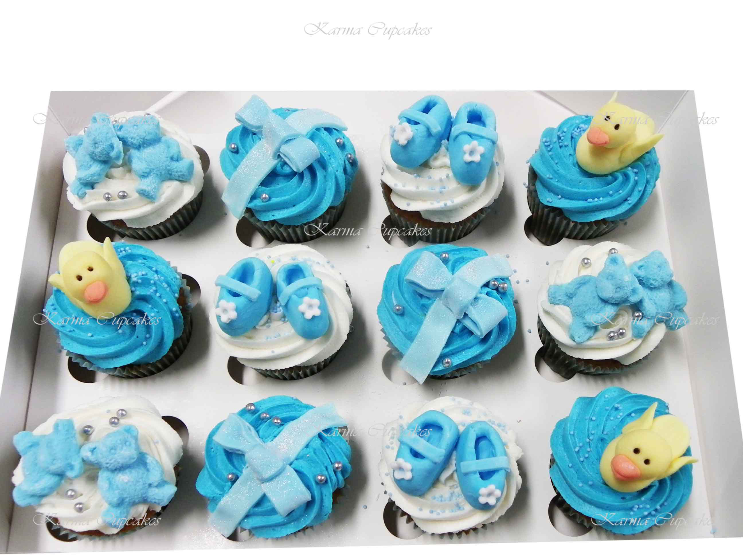 Baby Shower Cupcakes - Blue or Pink (duck and booties)