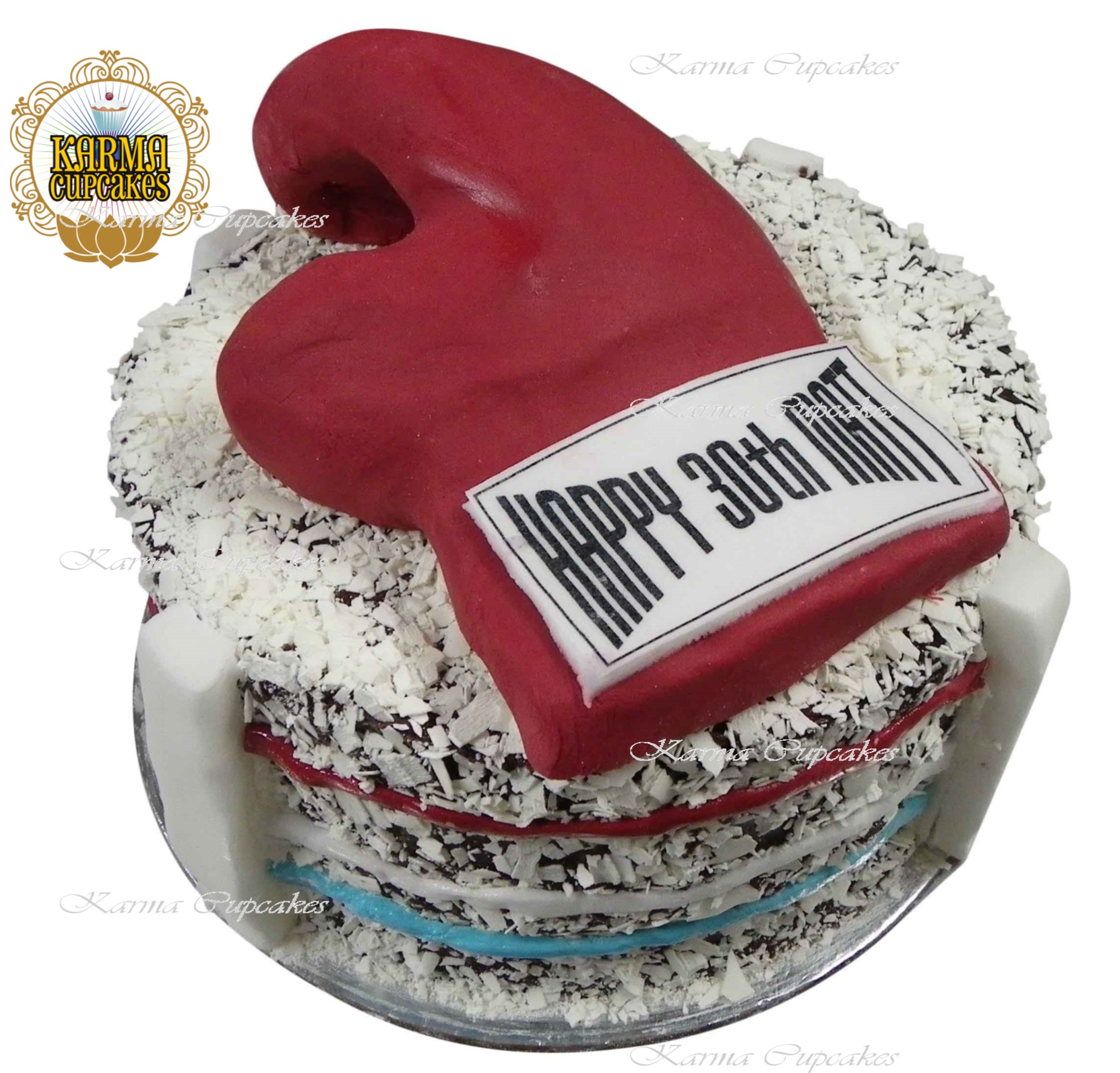 Boxing Ring with Gloves Round Birthday Cake