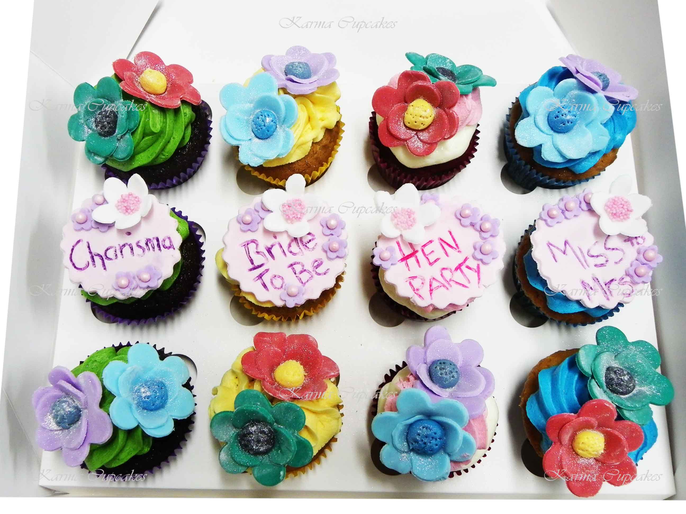 Hen's Night Cupcakes with Sugar Flowers