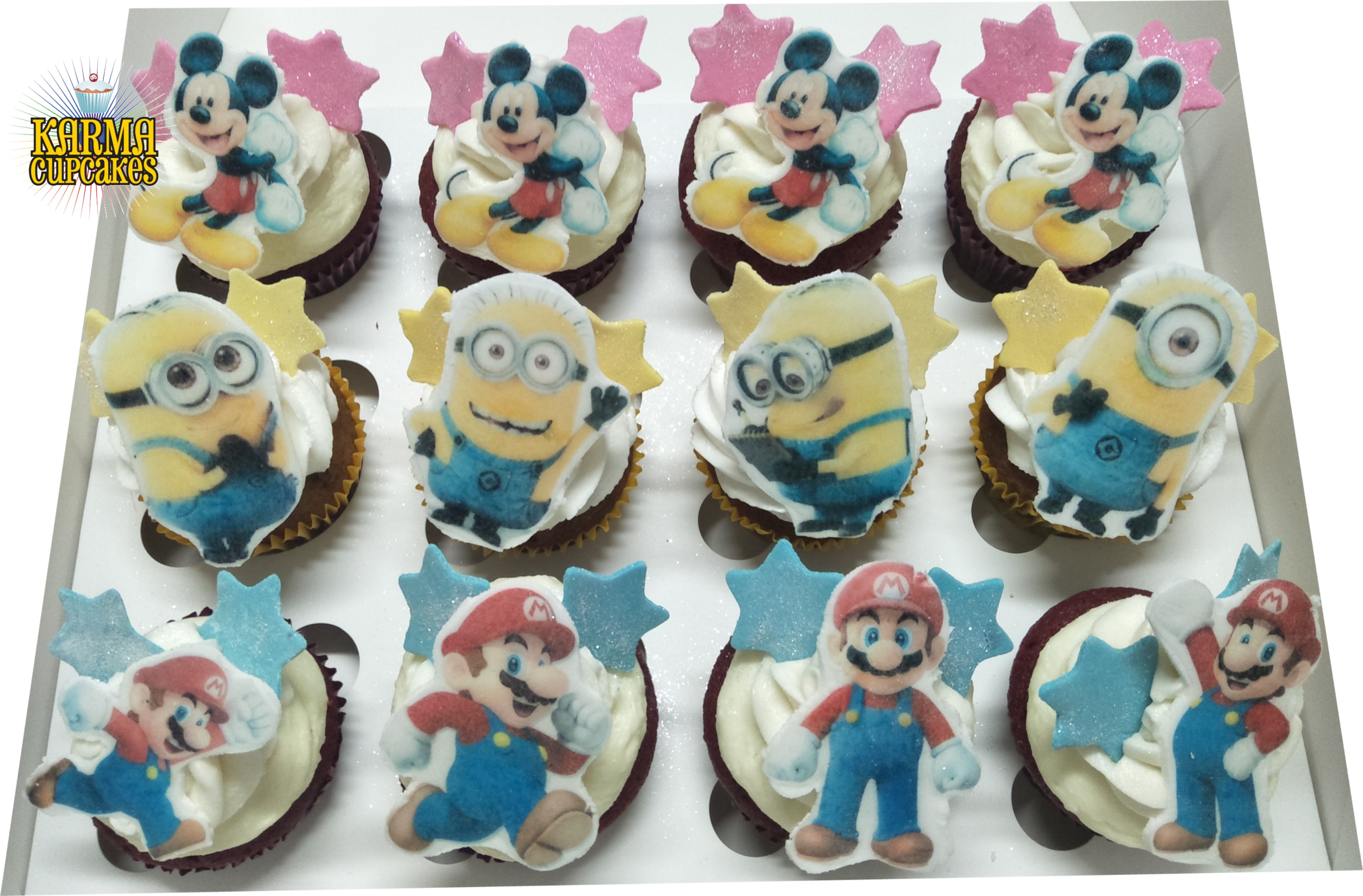 Minions, Mickey Mouse and Mario Cupcakes - choose your characters