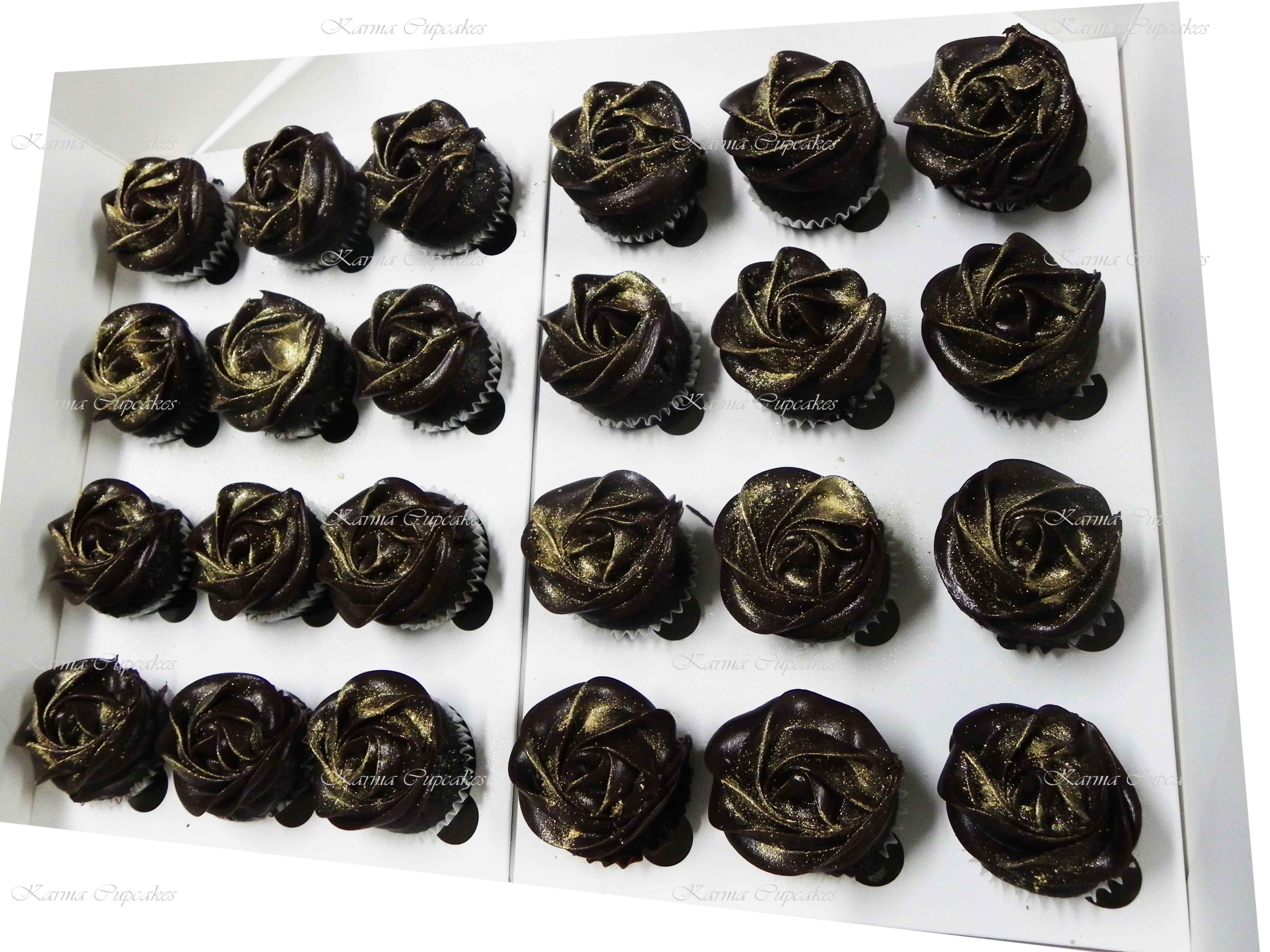 Classic Ombre Rose Swirl Chocolate Mud High Tea Cupcakes