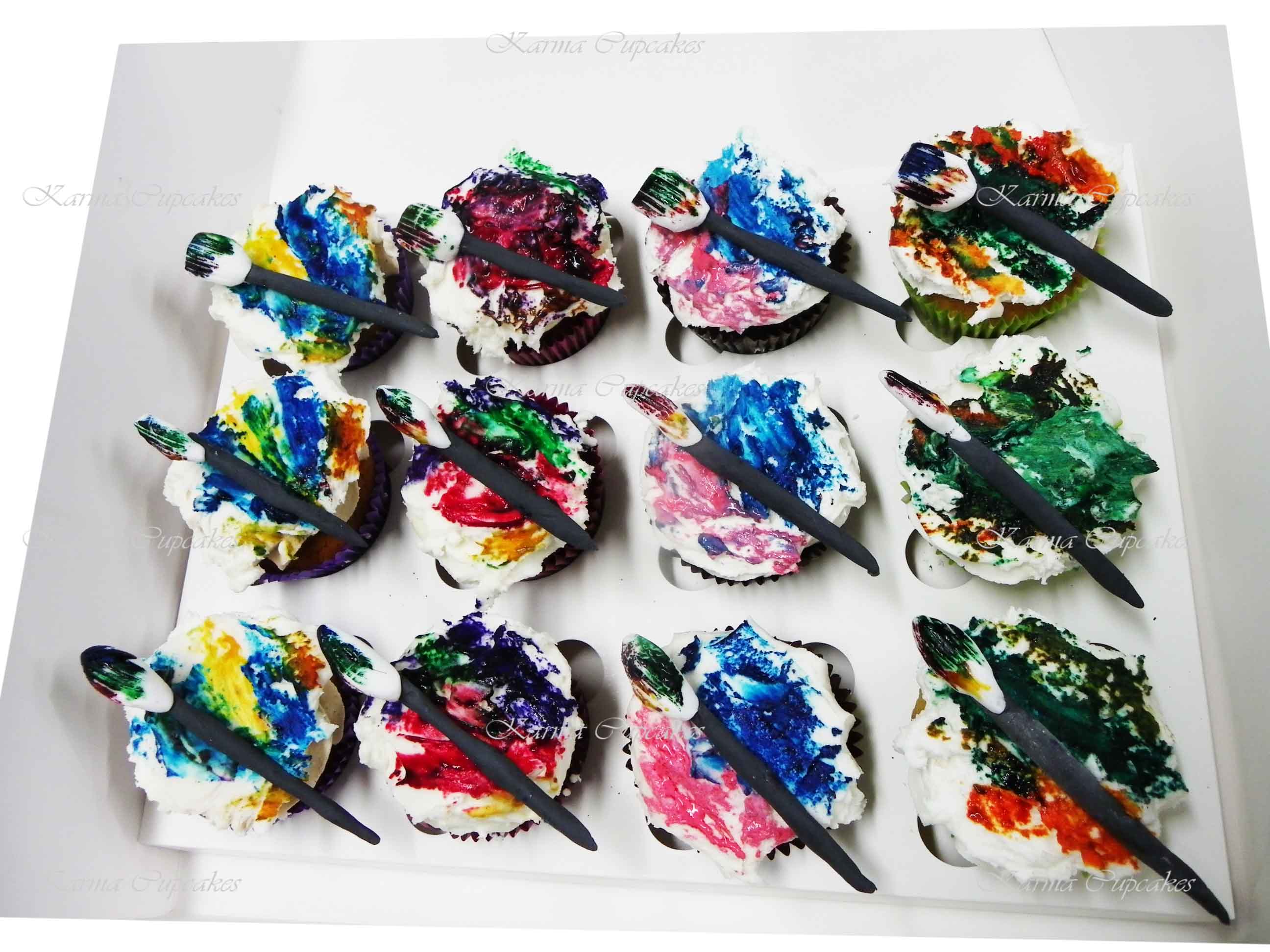 Artist Cupcakes with Paint and Brush
