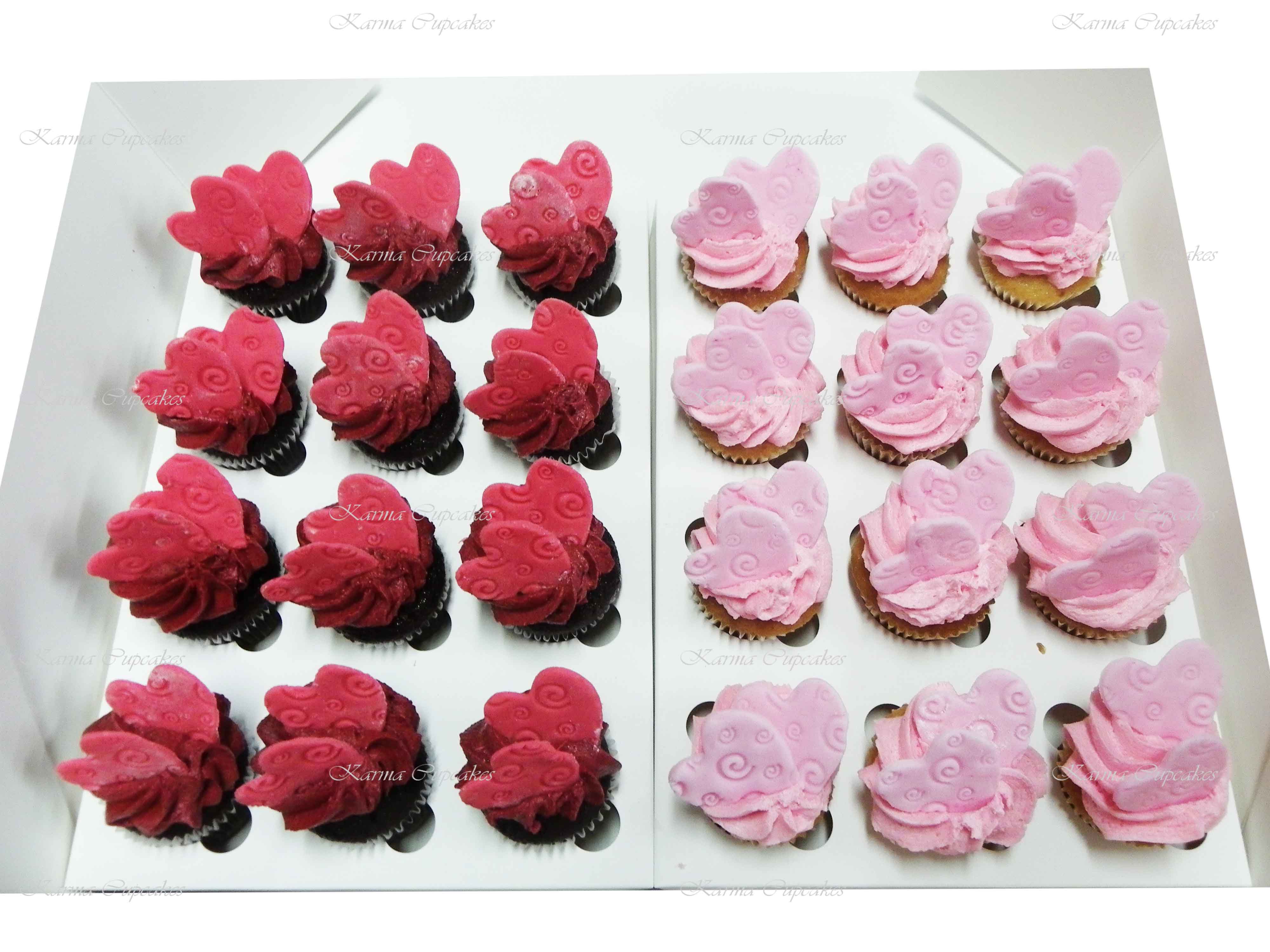 Red and Pink Heart High Tea Cupcakes