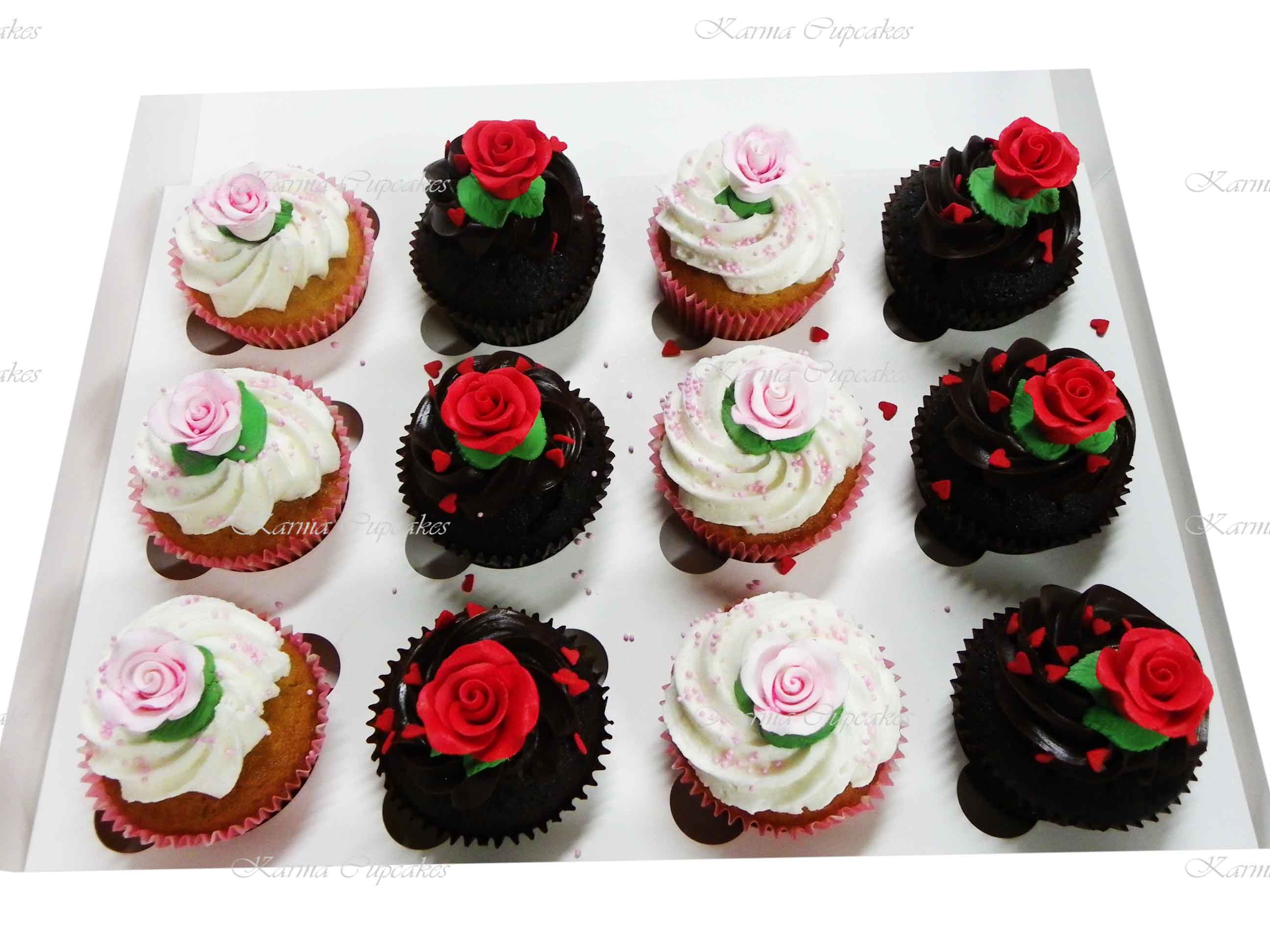 Hearts and Roses Cupcakes