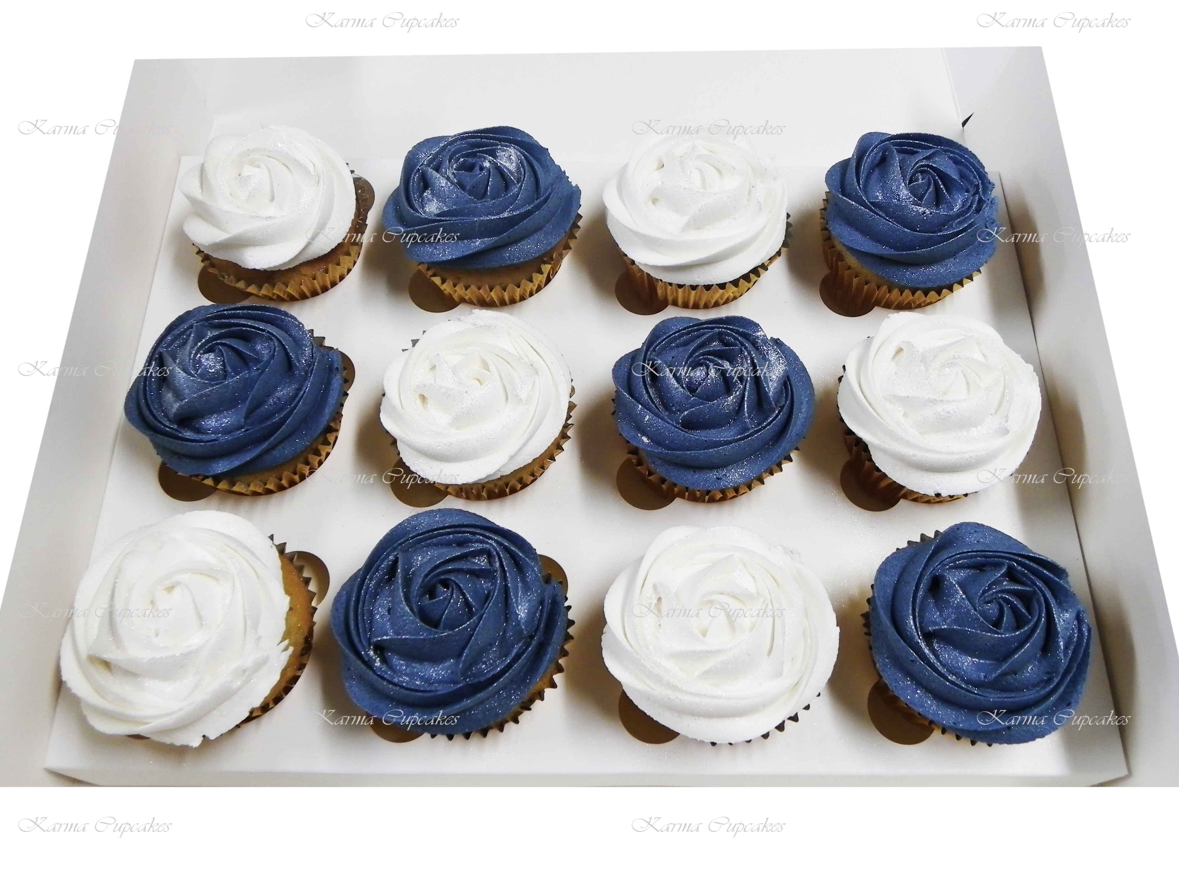 Classic Rose Swirl Cupcakes with Silver Dusting- Choose a colour of your choice