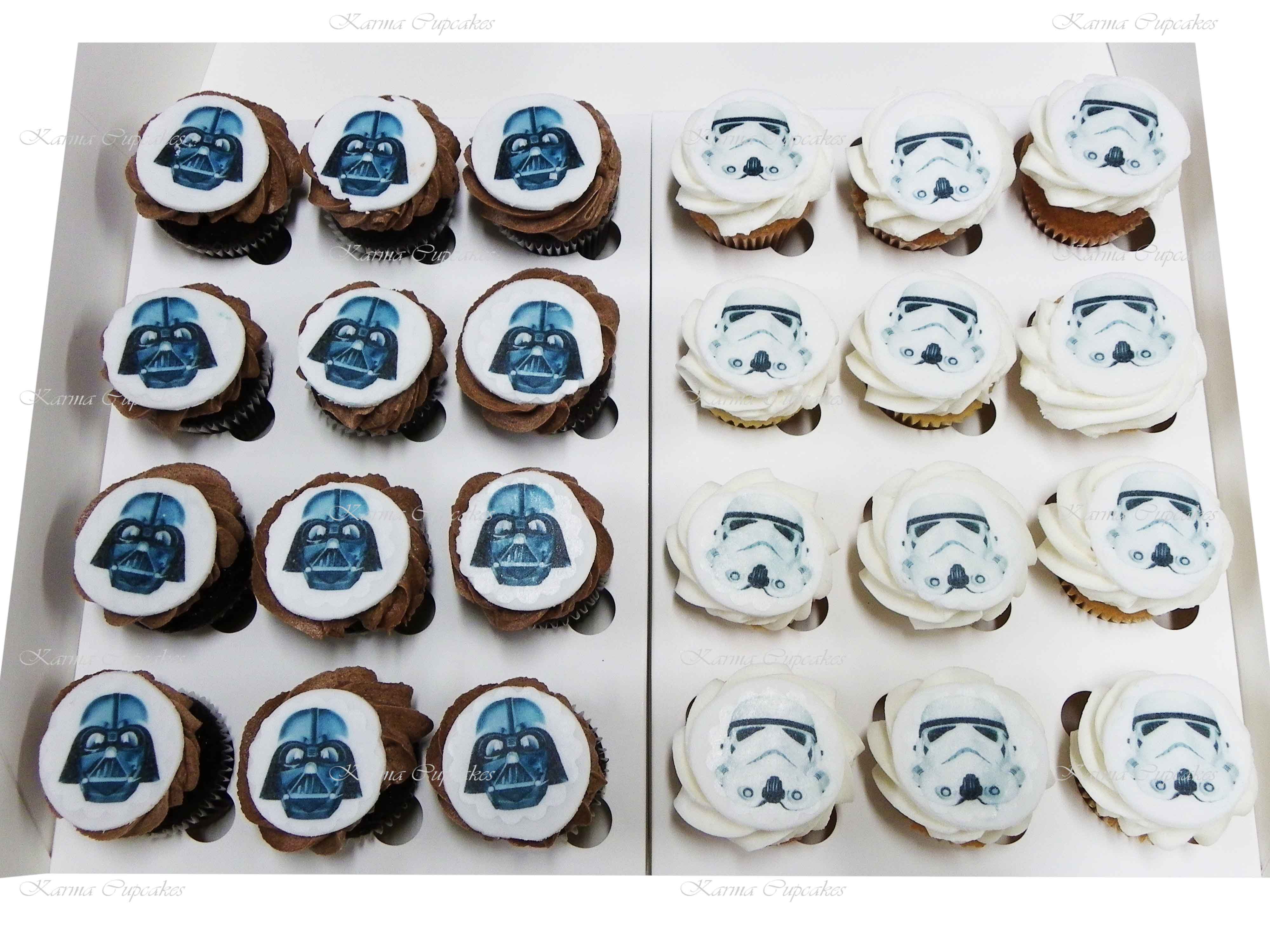 Star Wars Mini Cupcakes with Round Edible Images
