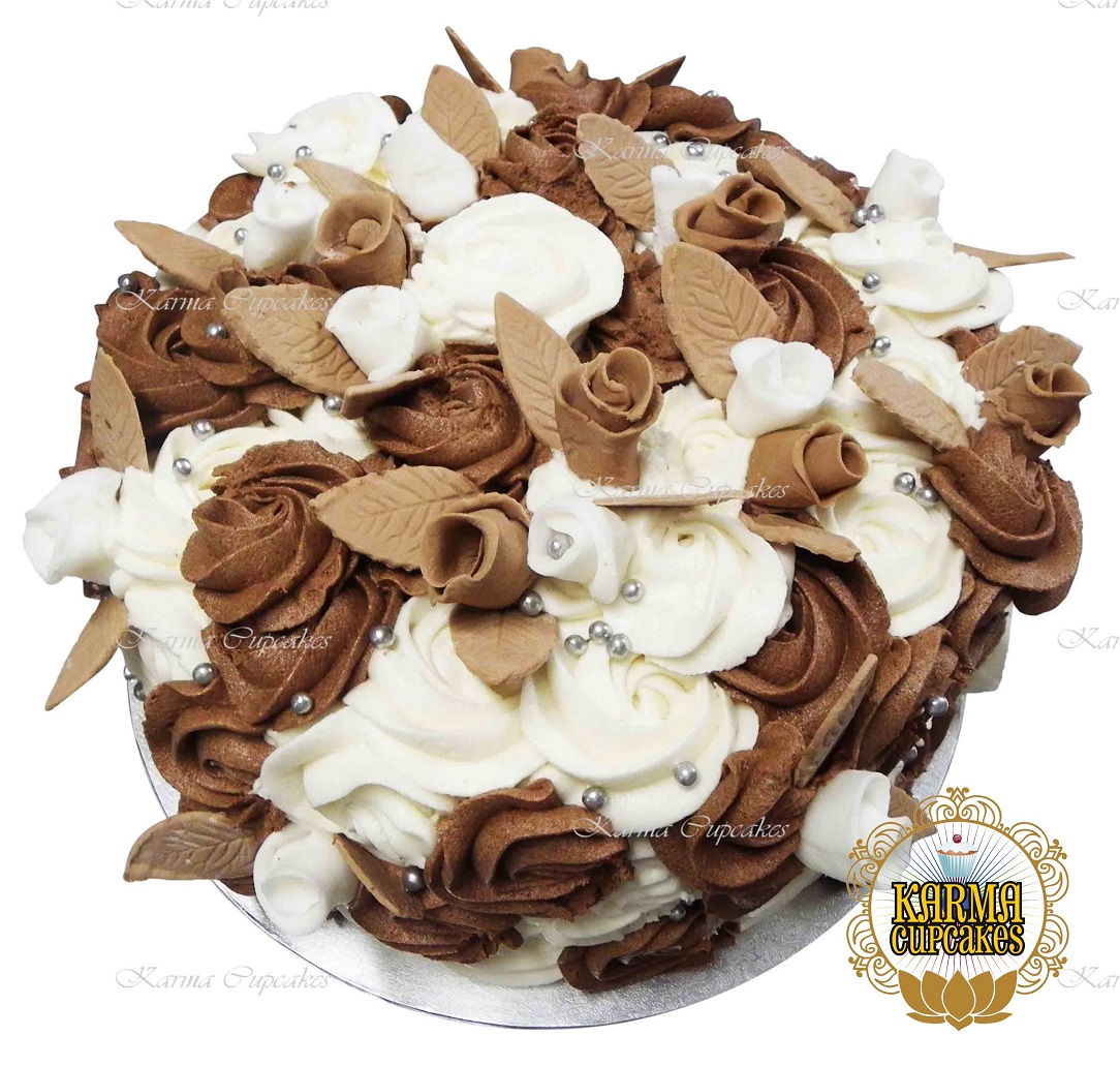 8" Chocolate Vegan Rose Swirl Cake