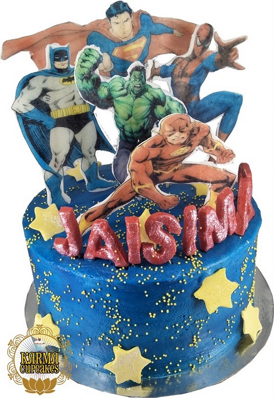 four superhero cake