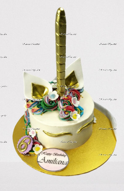 Unicorn Birthday Cake with edible greeting