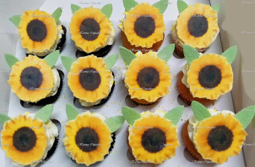Sunflower Edible Image Cupcakes